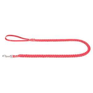 Поводок кож. плетенка с карабином 16мм., косичка, красная 120см Аркон