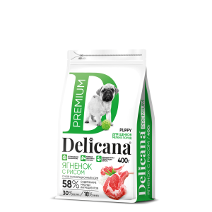 Деликана/Delicana корм для щенков мелких пород Ягненок с рисом 400гр*20