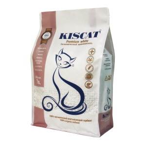 Наполнитель полигелевый впитывающий Premium White Classic 7л/1,6кг Кискэт/KISCAT