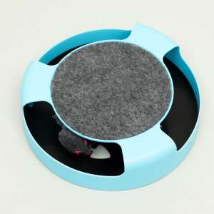 Игрушка для кошек интеррактивная круг с подвижной мышкой голубой Пижон для кошек