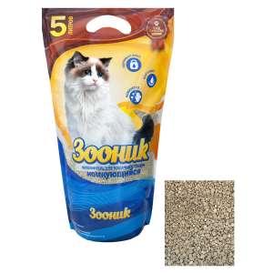 Наполнитель бентонитовый комкующийся Зооник 5л/4,6кг*4