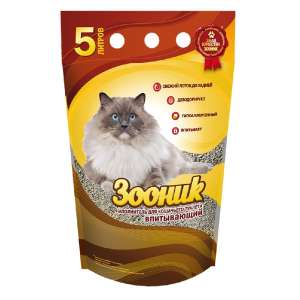 Наполнитель бентонитовый впитывающий Зооник 5л/2,9кг*4