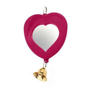 Игрушка для птиц зеркало сердечко с колокольчиком Дарэлл