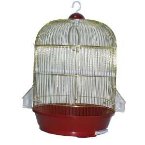 Клетка для птиц №1 круглая укомплект золотая 33*53см Уют