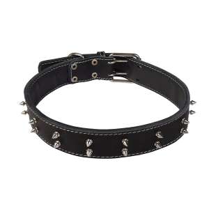 Ошейник кожаный двойной с шипами 45мм 57-66см Каскад