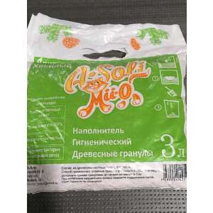 Наполнитель древесный впитывающий А-Соли/A-Soli Mii-o Хвойный 3л/1,75кг*5