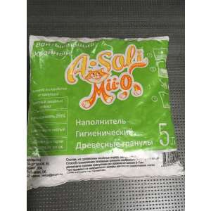 Наполнитель древесный впитывающий А-Соли/A-Soli Mii-o Хвойный 5л/2,5кг*4