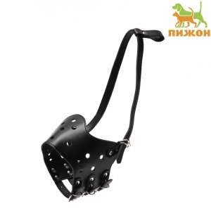 Намордник кожаный регулируемый №5 ДН9,3см ОМ32-40см черный Пижон