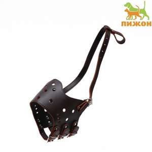 Намордник кожаный регулируемый №5 ДН9,3см ОМ32-40см коричневый Пижон