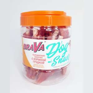 Брава/BraVa лакомства для собак сыромятная палочка с Курицей 600гр*12