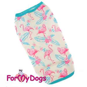 Майка для собак рА3, спинка 40см Фламинго белая Formydogs