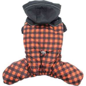 Комбинезон для собак S теплый клетчатый оранжево-серый Joy