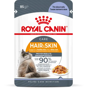 Роял Канин/Royal Canin пауч 85гр корм для кошек Хэйр энд Скин желе для поддержания здоровья кожи *28 для кошек