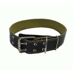 Ошейник кожа 45мм/81см 2 слоя кожа+брезент 2 вилки ZooMoDa для собак