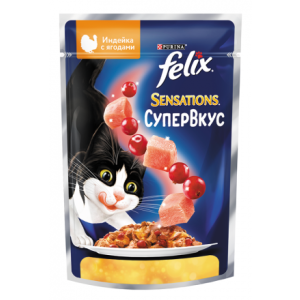 Феликс/Felix 75г sensations корм для кошек Индейка/ягода для кошек