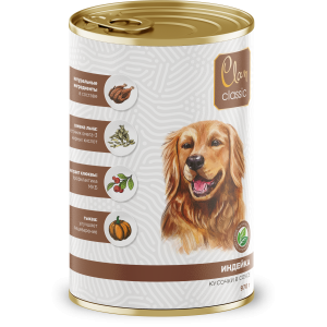 Клан/Clan Classic конс. корм для собак кусочки в соусе индейка 970гр*6