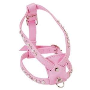 Шлейка для собак со стразами светло-розовая LION