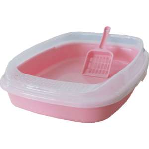 Туалет для кошек с бортом средний светло-розовый 46*36,3*11см Уют