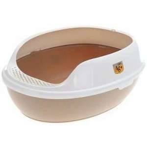 Туалет для кошек с бортом овальный без решетки бежевый 50*38*20см Уют