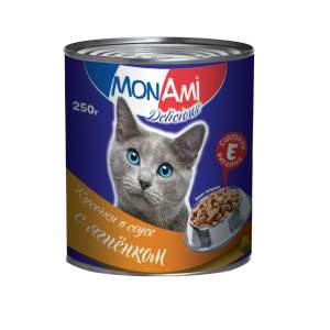 Монами конс корм для кошек Кусочки в соусе Ягненок 250г*15
