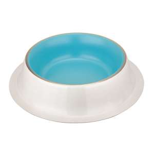 Миска металлическая противоскользящая бело-голубая Zaara 0,25 Зооник