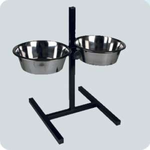 Подставка + 2 миски металлические 2*4л регулируемая квадратная бронза Зооник