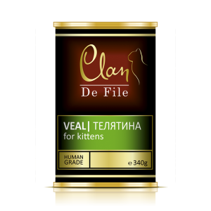 Клан/Clan De File конс. корм для котят телятина 340гр*12