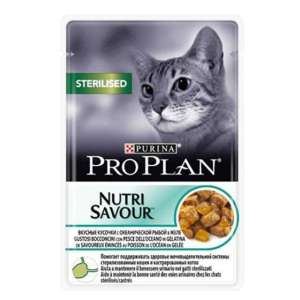 Про План/Pro Plan пауч 85гр корм для кошек Sterilised стерилизованных/кастр Океаническая рыба в желе для кошек