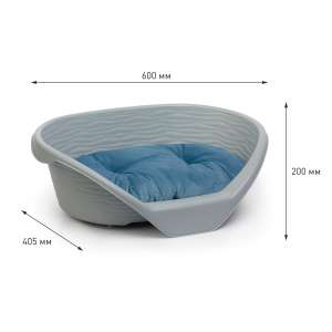 Лежанка пластиковая с подушкой 605*415*205мм серый Альтернатива