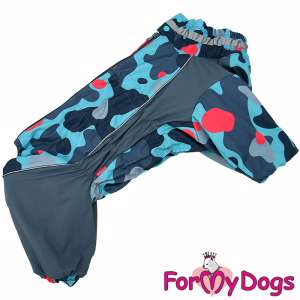Комбинезон утепленный для собак для мальчиков Камуфляж рB1 спинка 40см серый/синий Formydogs