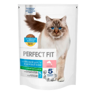 Перфект Фит/Perfect Fit 650г корм для кошек для красивой шерсти и здоровой кожи с лососем
