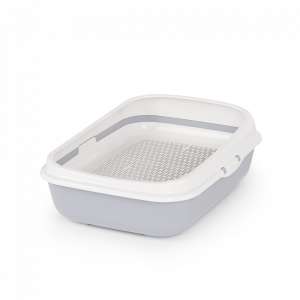 Туалет для кошек с высоким бортом сеткой 420х310х145 мм серый Альтернатива