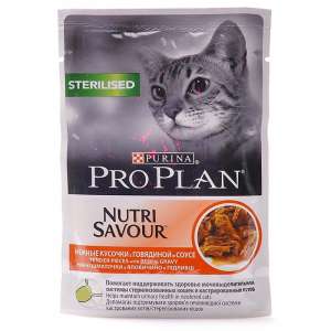 Про План/Pro Plan пауч 85гр корм для кошек Sterilised стерилизованных/кастр Говядина соус