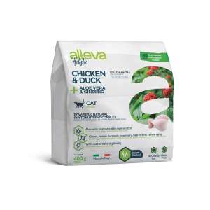 Аллева/Alleva Холистик Беззерновой корм для кошек Курица/Утка/алое вера/женьшень 400гр