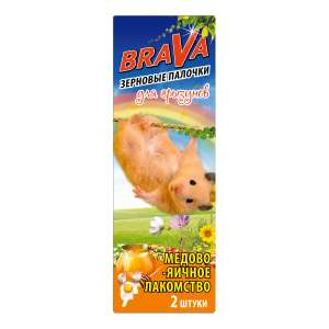 Брава/BraVa лакомство для попугаев палочки медово-яичные 2шт*18