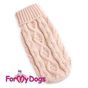 Свитер для собак р14-16 спинка 36см Косичка пудреный Formydogs