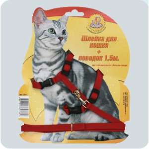 Комплект для кошек шлейка + поводок 1,5м*10мм на блистере Зооник