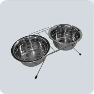Подставка + 2 миски металлические низкая 0,5л никель Зооник