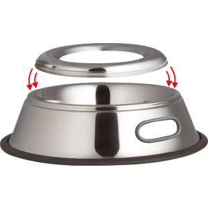 Миска металлическаяс защитой от разлива с резинкой 0,45л Зооник