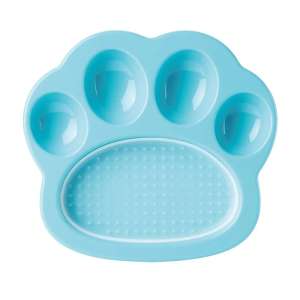 Миска для медленного кормления 2в1 Лапа мини 20*18*3см синяя ПетДримХаус