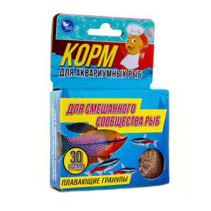 Аквакулинар корм для рыб для аквариумов со смешанным сообществом повседневный коробка 30гр