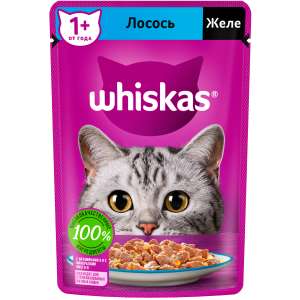 Вискас/Whiskas 75гр корм для кошек желе лосось для кошек