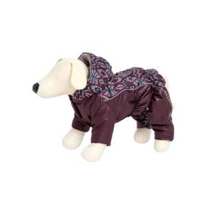 Комбинезон для собак на синтепоне спинка 32см для девочки бордо/принт OSSO