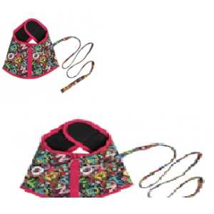 Комплект шлейка + поводок рМ 38-42см красный в цветок LION