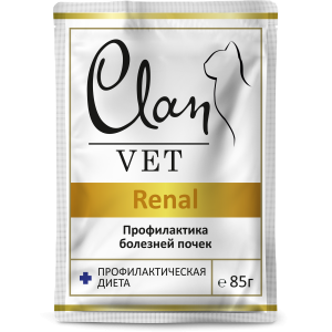 Клан/Clan Vet Renal пауч. корм для кошек профилактика болезней почек 85гр*14