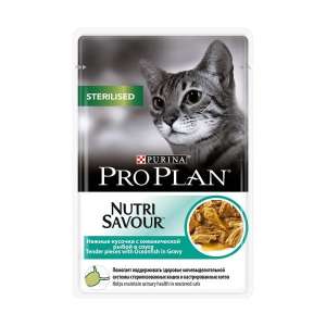 Про План/Pro Plan пауч 85гр корм для кошек Sterilised стерилизованных/кастр Океаническая рыба соус для кошек