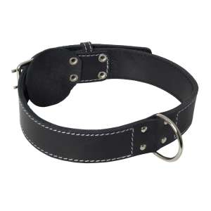 Ошейник кожаный двойной с кольцом посередине 45мм 63-72см Каскад