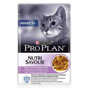 Про План/Pro Plan пауч 85гр корм для кошек Adult 7+ Индейка соус*24