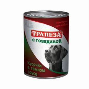Трапеза конс корм для собак кусочки в темном соусе Говядина 415гр*12