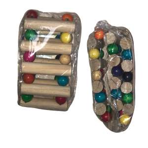 Игрушка для грызунов Лестница деревянная с бусинками и крючком